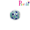 Piccolo APE-025B zilveren bedel emaille  stippen blauw