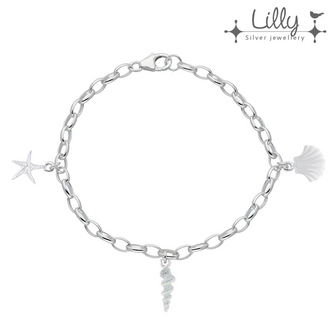 Lilly 104.6406 - zilveren kinder bedelarmband strand, schelp, zeester