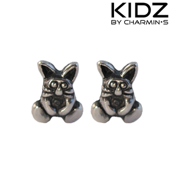 Charmin&#039;s E41 - Zilveren kinderoorbellen met konijn