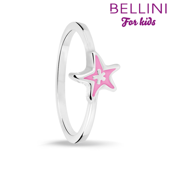 Bellini 579.008 - Zilveren Bellini ring met roze emaille ster
