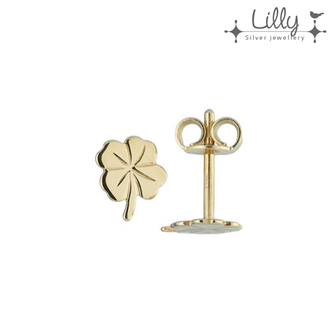Lilly 206.0483 - 14 karaats gouden kinder oorbellen klavertje 4