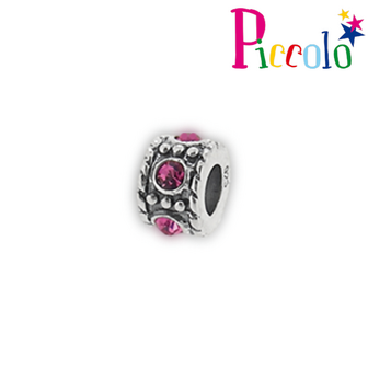 Piccolo APS-015R zilveren bedel met roze Swarovski