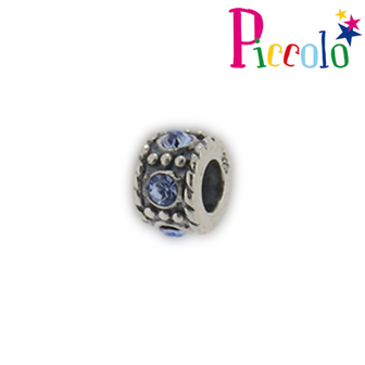 Piccolo APS-015B zilveren bedel met blauwe Swarovski