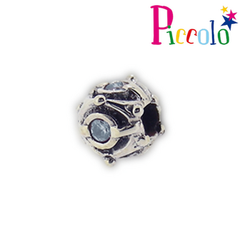 Piccolo APX-007B zilveren bedel met blauwe zirkonia