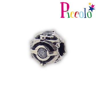 Piccolo APX-006W zilveren bedel met witte zirkonia