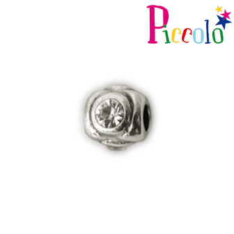 Piccolo APX-008W zilveren bedel met witte zirkonia