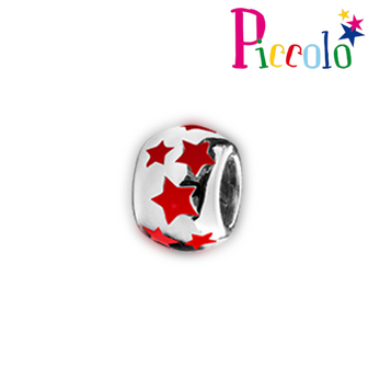 Piccolo APYB-03RD zilveren schuifstopper sterren rood