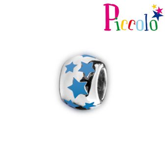 Piccolo APYB-03B zilveren schuifstopper sterren blauw