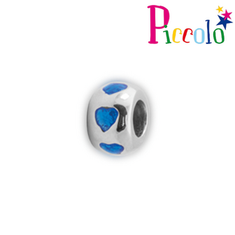 Piccolo APYB-01B zilveren schuifstopper hartjes blauw