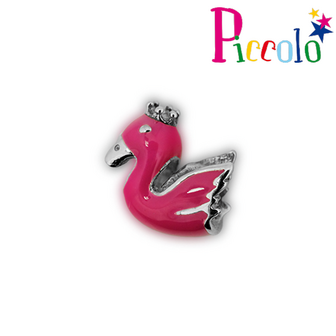 Piccolo APB-150 zilveren bedel emaille  flamingo