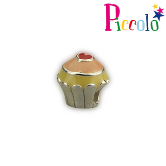 Piccolo APB-142 zilveren bedel emaille cupcake