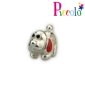 Piccolo APB-143 zilveren bedel emaille hondje