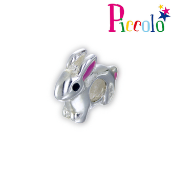 Piccolo APB-112 zilveren bedel emaille  konijn