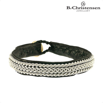 BeChristensen Sama black 12 - zwart leren kinder armband