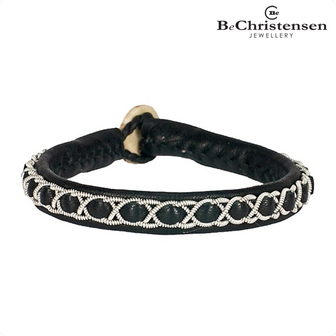 BeChristensen Selma black 12 - zwart leren kinder armband