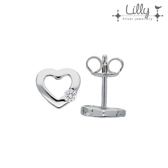 Lilly 106.1302 - zilveren oorbellen hartje