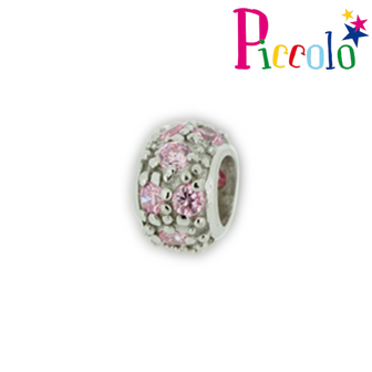 Piccolo APZ-003RS zilveren bedel met roze zirkonia&#039;s