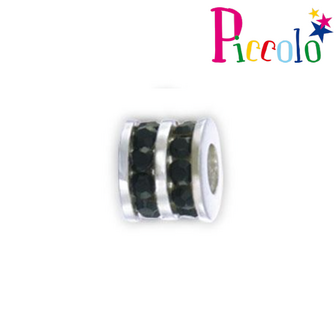 Piccolo APZ-005Z zilveren bedel met zwarte zirkonia