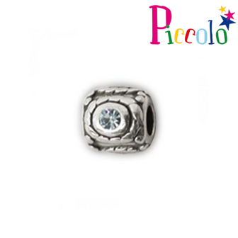 Piccolo APS-010B zilveren bedel met blauwe Swarovski