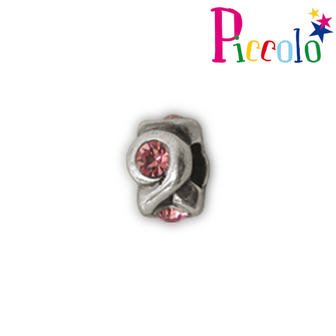 Piccolo APS-002R zilveren bedel met roze Swarovski's