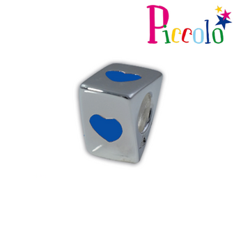 Piccolo APE-038B zilveren bedel hartje blauw emaille