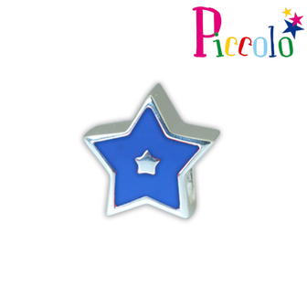 Piccolo APE-036B zilveren bedel ster blauw emaille