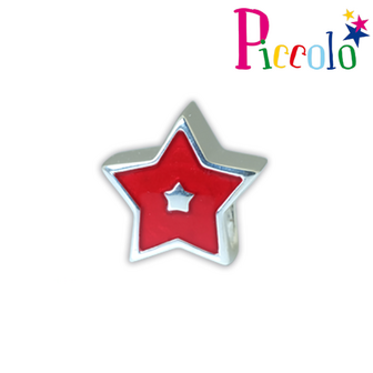 Piccolo APE-036RD zilveren bedel ster rode emaille