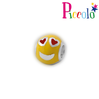 Piccolo APB-163 zilveren bedel emaille smiley
