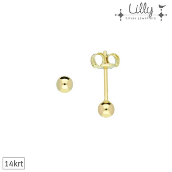 Lilly 206.2020 - 14krt gouden oorbellen bolknopje 3mm