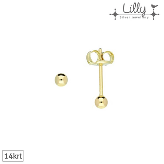 Lilly 206.2020 - 14krt gouden oorbellen bolknopje 2mm