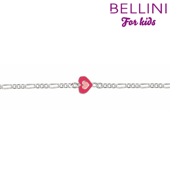Bellini 572.001 - Zilveren Bellini baby armband met roze emaille hartje