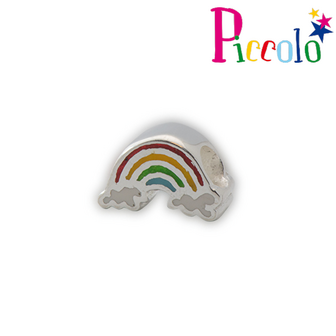 Piccolo APB-160 zilveren bedel emaille regenboog