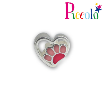 Piccolo APE-039RS zilveren bedel hartje met roze emaille