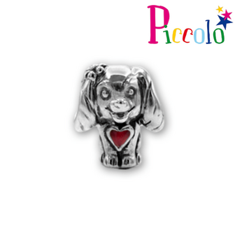 Piccolo APB-182 zilveren bedel  hondje