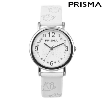 Prisma CW312 - meiden horloge wit met vlinders