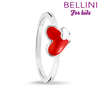 Bellini 579.019 - Zilveren Bellini ring met rood emaille hartje