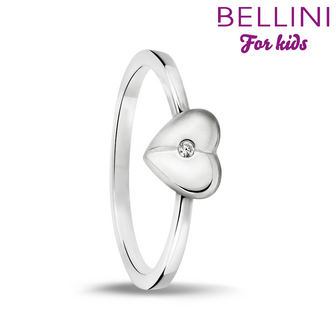 Bellini 579.026 - Zilveren Bellini ring met zilveren hartje (mat/glans) en zirkonia