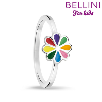Bellini 579.023 - Zilveren Bellini ring met vrolijk gekleurde emaille bloem