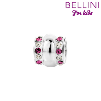 Bellini 564.413 Zilveren Bellini bedel fantasie met roze en witte zirkonia's