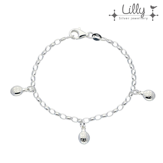 Lilly 104.1973 - Lilly zilveren kinder bedelarmband met 3 zilveren lieveheersbeestjes - lengte armband 16 cm