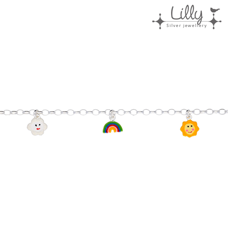 Lilly 104.1984 - zilveren kinder bedelarmband regenboog