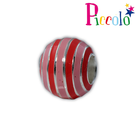 Piccolo APE-037RS zilveren bedel bol met roze emaille