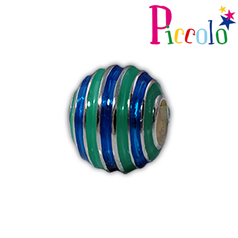 Piccolo APE-037B zilveren bedel bol met blauw emaille