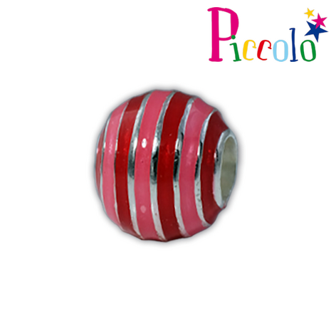 Piccolo APE-037RD zilveren bedel bol met rood emaille