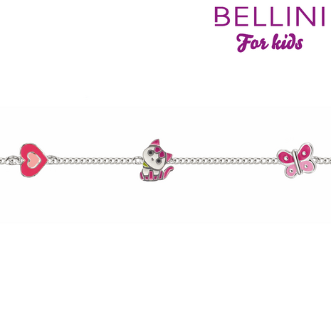 Bellini 573.078 - bedelarmband hartje poesje vlinder