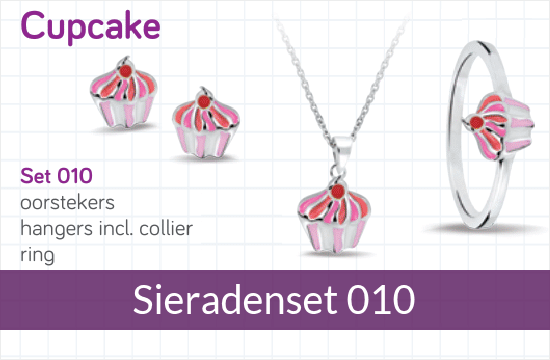 Bellini zilveren sieradenset Cupcake - 010