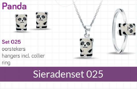 Bellini zilveren sieradenset Panda - 025