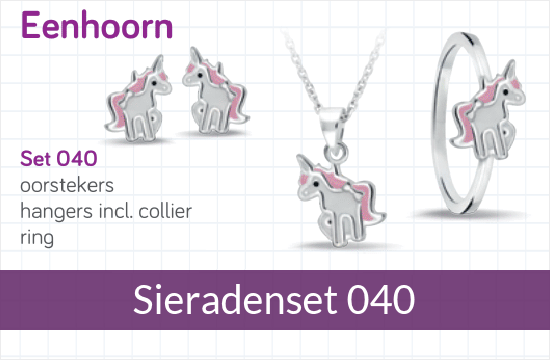 Bellini zilveren sieradenset Eenhoorn - 040