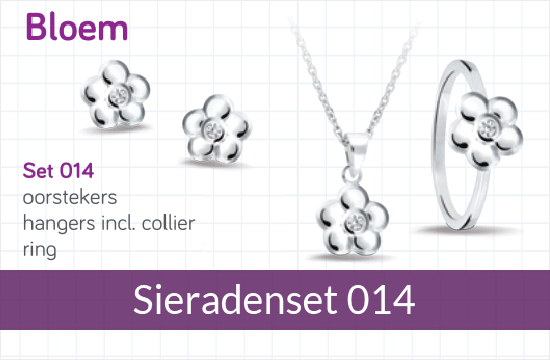 Bellini zilveren sieradenset Bloem cz - 014