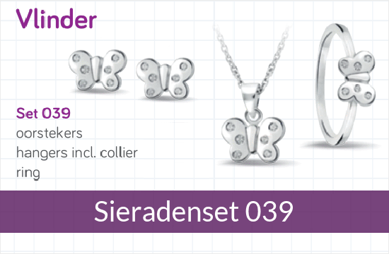 Bellini zilveren sieradenset Vlinder cz - 039